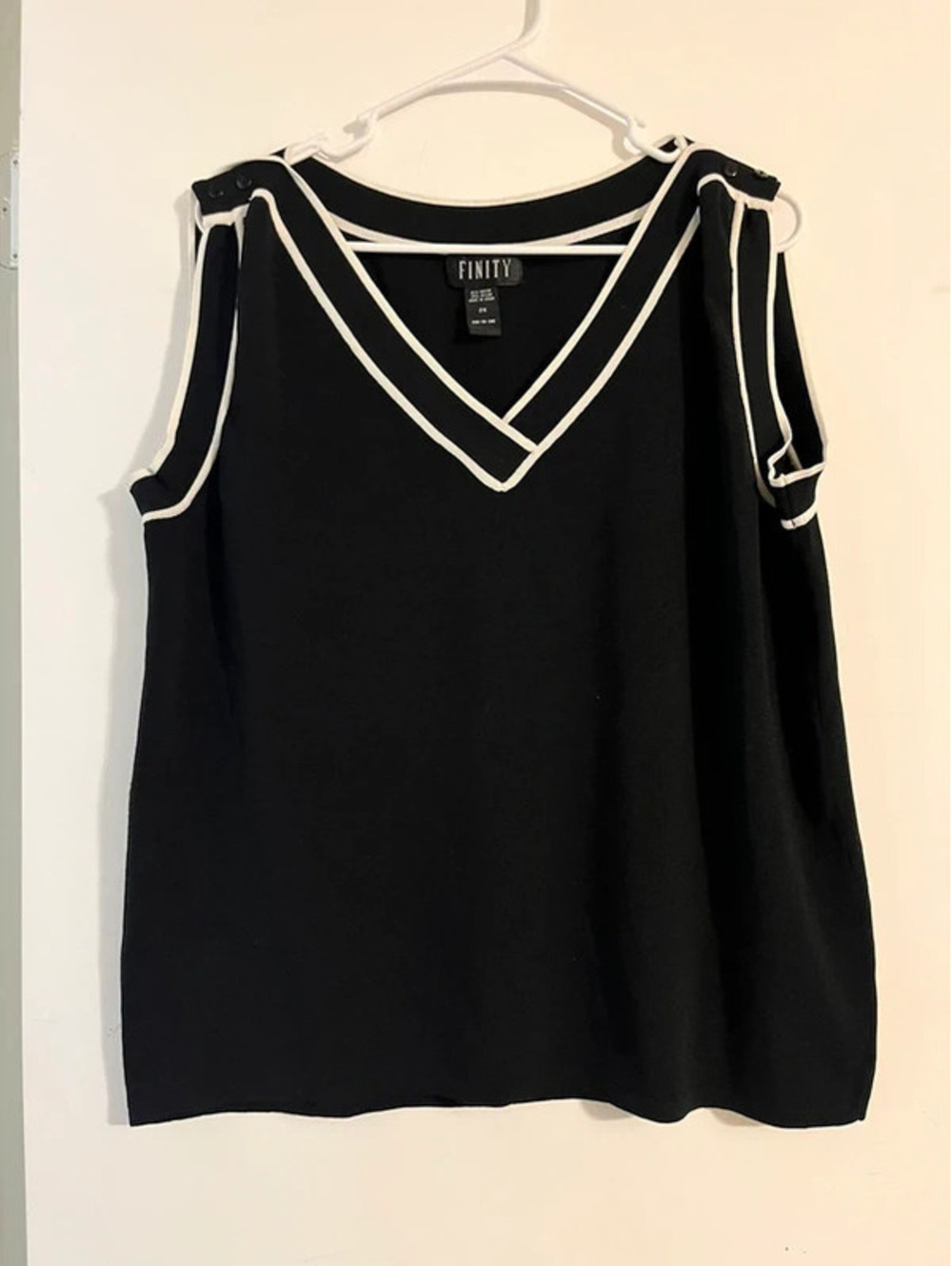 Black and White FINITY v neck work shirt or pullover vest